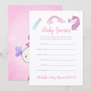 Invitación Lluvia de Bebé Niña Unicornio Cumpleaños Suposicio