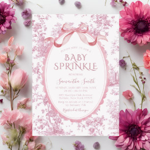 Invitación Lluvia de bebé niña vintage chinoiserie rosa rubor