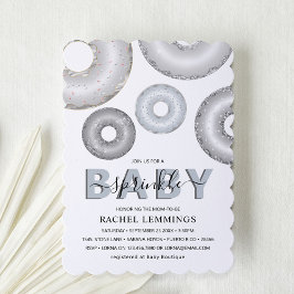 Invitación Lluvia de Bebé Niño Donut Brillante Baby Shower