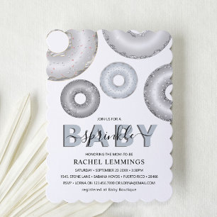 Invitación Lluvia de Bebé Niño Donut Brillante Baby Shower