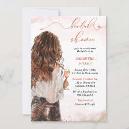 Invitación Lluvia de Bebé Nupcial con Acuarela Rosa Suave