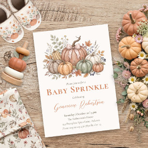 Invitación Lluvia de bebé otoñal calabaza lazo