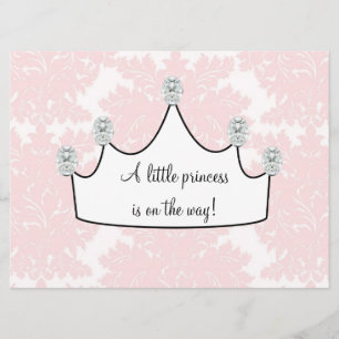 Invitación Lluvia de Bebé Princesa de Damasco Rosa