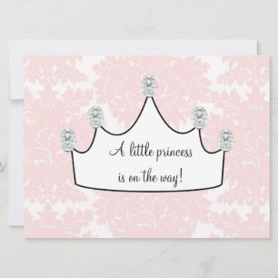 Invitación Lluvia de Bebé Princesa de Damasco Rosa