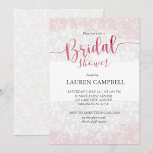 Invitación Lluvia de Boda Bohemio Rosa Floral Acuarela