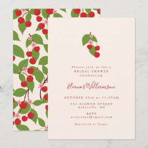 Invitación Lluvia de Boda Boho Cerezas Rojas Vintage de Veran