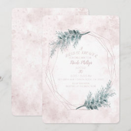 Invitación Lluvia de Boda Botánico Geométrico Glam Rosa Sonro