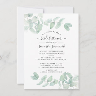 Invitación Lluvia de Boda Botánico Guión Verde Eucalipto