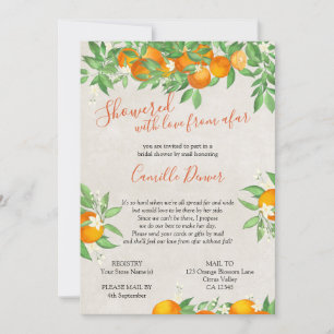Invitación Lluvia de boda Citrus Orange Love from Afar por co