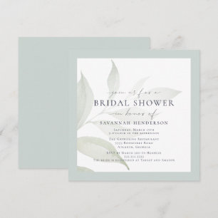 Invitación Lluvia de Boda Clásica con Vegetación en Acuarela