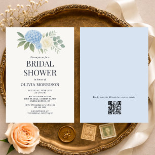 Invitación Lluvia de boda Código QR Hortensia Eucalipto