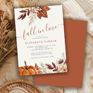 Invitación Lluvia de boda crema floral de otoño enamorada