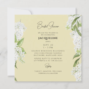 Invitación Lluvia de Boda Cuadrada de Hortensias Blancas Amar