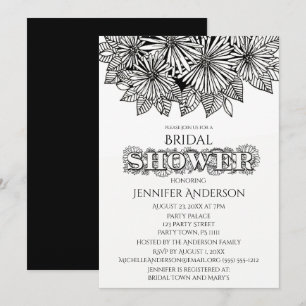 Invitación Lluvia de Boda Daisy Blanco y Negro