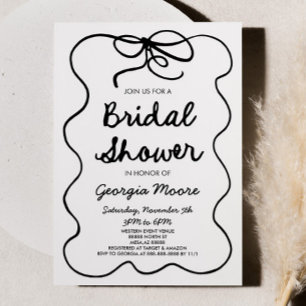 Invitación Lluvia de Boda de Arco Dibujado a Mano en Blanco y