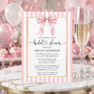 Invitación Lluvia de Boda de Caligrafía Corazón Lazo Rosa Ray