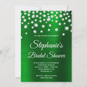 Invitación Lluvia de Boda de Diamante Esmeralda Satinado Bril