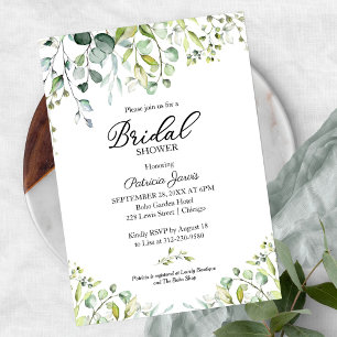 Invitación Lluvia de boda de eucalipto acuarela