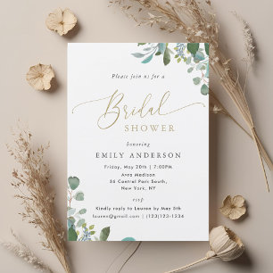 Invitación Lluvia de boda de Eucalipto en Acuarela