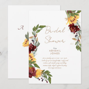 Invitación Lluvia de Boda de Girasoles Florales Botánicos Col