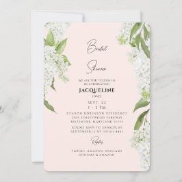 Invitación Lluvia de Boda de Hortensias Blancas con Rubor