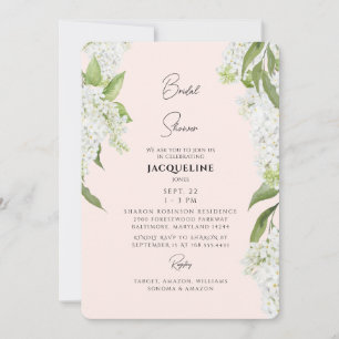 Invitación Lluvia de Boda de Hortensias Blancas con Rubor
