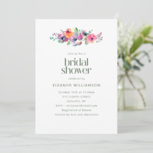 Invitación Lluvia de Boda de Jardin Floral Acuarela Colorida