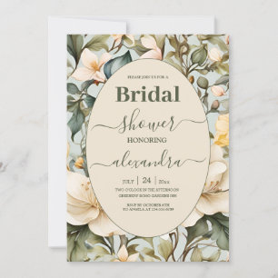 Invitación Lluvia de boda de lirio blanco acuarela Art Nouvea