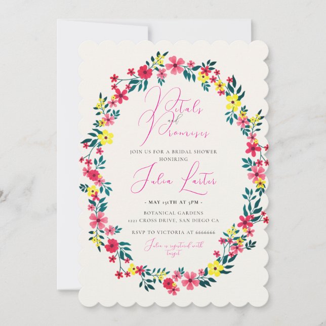 Invitación Lluvia de Boda de Madagascar Pink Periwinkle Flore (Anverso)