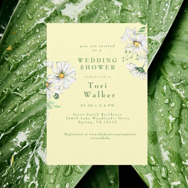 Invitación Lluvia de Boda de Margaritas Blancas Amarillas y B (Subido por el creador)