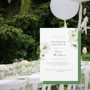 Invitación Lluvia de Boda de Margaritas Blancas Verde y Blanc