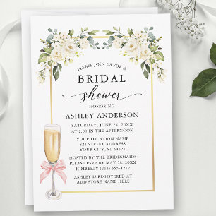 Invitación Lluvia de Boda de Rosas Blancas al Acuarela con La