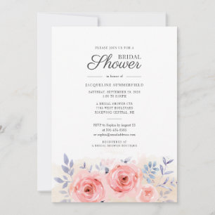 Invitación Lluvia de Boda de Rosas Rosadas en Acuarela con Le