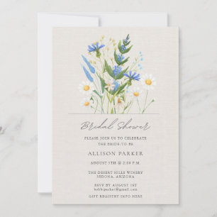 Invitación Lluvia de Boda de Verano Daisy Azul Flor Silvestre