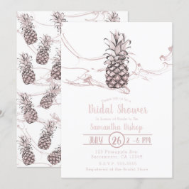 Invitación Lluvia de Boda de Verano de Piña Jugosa Rosa Rosad
