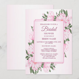 Invitación Lluvia de Boda Elegante Hojas Verdes Florales Rosa