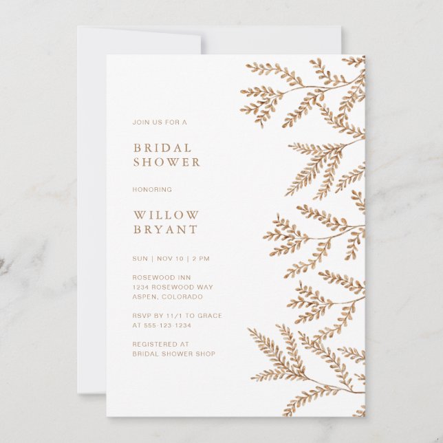 Invitación Lluvia de boda en acuarela de otoño (Anverso)