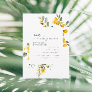 Invitación Lluvia de boda en acuarela floral amarilla
