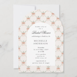 Invitación Lluvia de Boda Enrejado Floral Vintage con Lazos