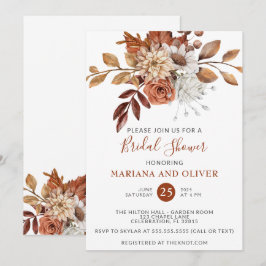 Invitación Lluvia de boda floral acuarela otoño blanco