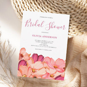 Invitación Lluvia de Boda Floral Acuarela Rosa