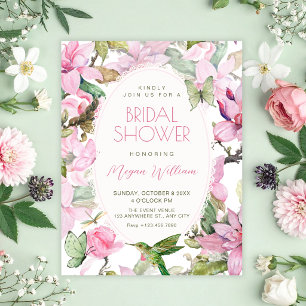 Invitación Lluvia de boda floral botánica rosa