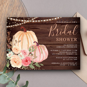 Invitación Lluvia de Boda Floral de Calabaza Melocotón Rosa d