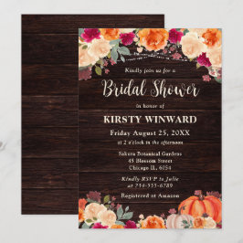 Invitación Lluvia de Boda Floral de Calabaza Naranja Otoño Rú