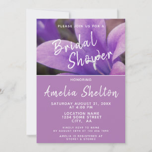 Invitación Lluvia de Boda Floral de Campanilla Púrpura