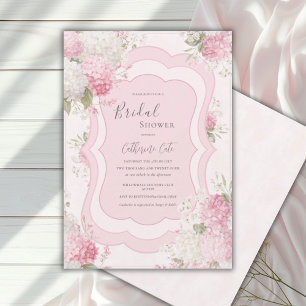 Invitación Lluvia de Boda Floral Elegante Hortensia Rosa