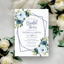 Lluvia de Boda Floral Geométrica Polvorienta Azul