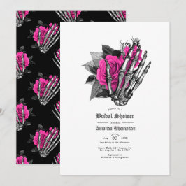 Invitación Lluvia de Boda Floral Gótico Rosa Intenso