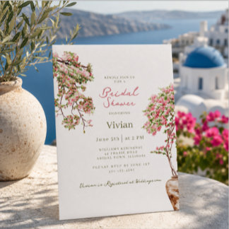 Invitación Lluvia de Boda Floral Mediterránea de Buganvilla