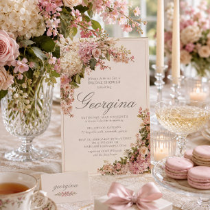 Invitación Lluvia de Boda Floral Monograma de Hortensia Marfi